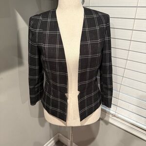 TAHARI Arthur S.Levine Women's‎ Black Plaid Open-Front Blazer